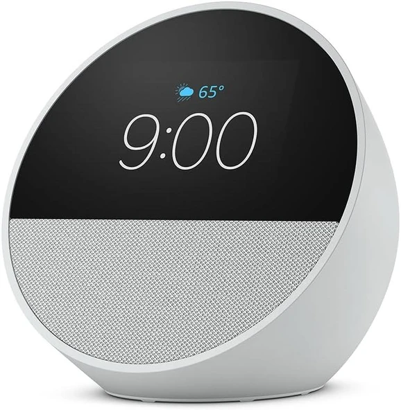 Amazon Echo Spot Alarmlı Saat Akıllı Asistan Hoporlör Beyaz