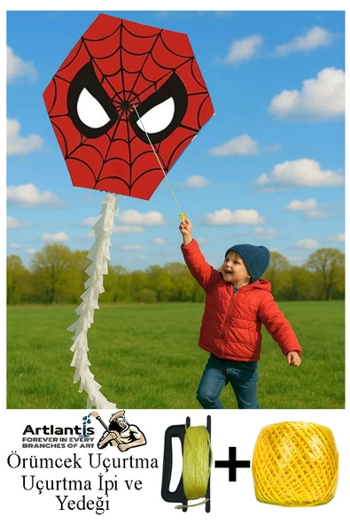 Renkli Uçurtma Çıtalı Yedek İpli 1 Paket Uçurması Kolay Uçurtma Ahşap Çıtalı Kuyruklu Çocuklar ve Yetişkinler İçin - 2