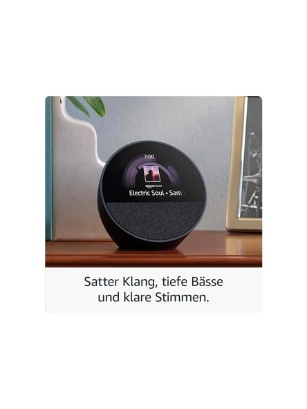 Amazon Echo Spot Alarmlı Saat Akıllı Asistan Hoporlör Siyah - 5