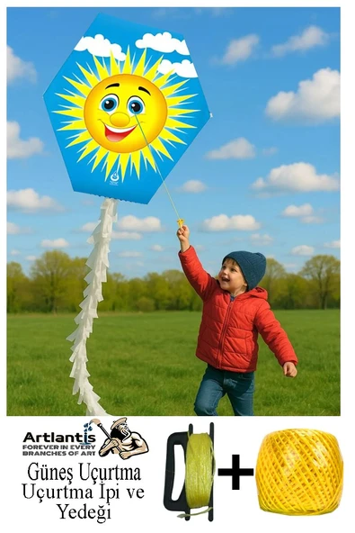 Renkli Uçurtma Çıtalı Yedek İpli 1 Paket Uçurması Kolay Uçurtma Ahşap Çıtalı Kuyruklu Çocuklar ve Yetişkinler İçin - 8