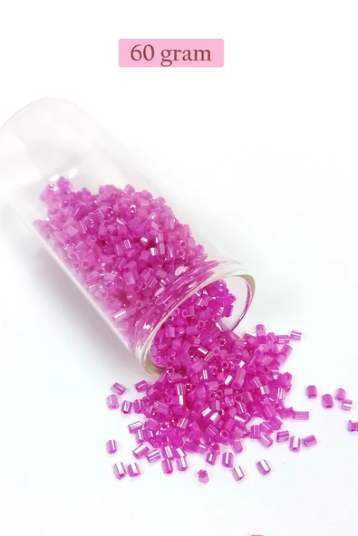 Kesme Cam Boncuk 2mm - 60 Gram - Şeffaf Fuşya - BNC363