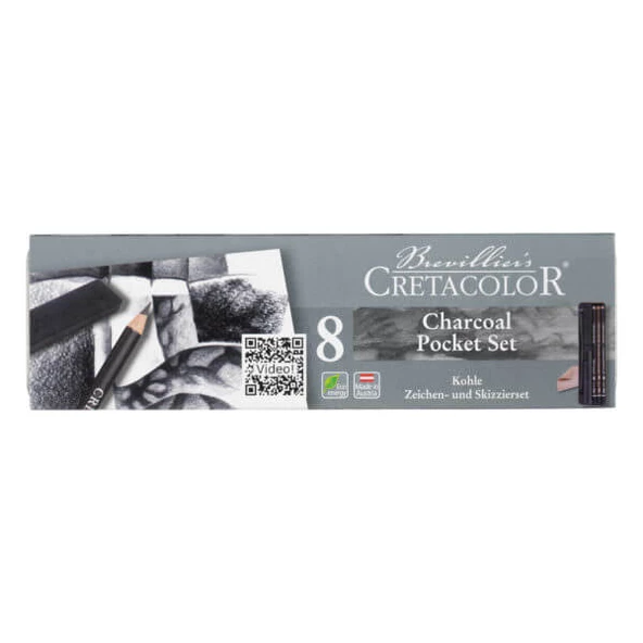 Cretacolor Charcoal Drawing Set Kömür Çizim Seti 8'li Metal Kutu / 46008