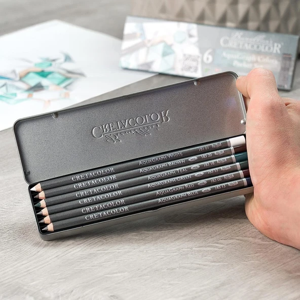 Cretacolor AquaGraph Sulandırılabilir Çizim Seti 6'lı Metal Kutu / 18399 - Resim 5