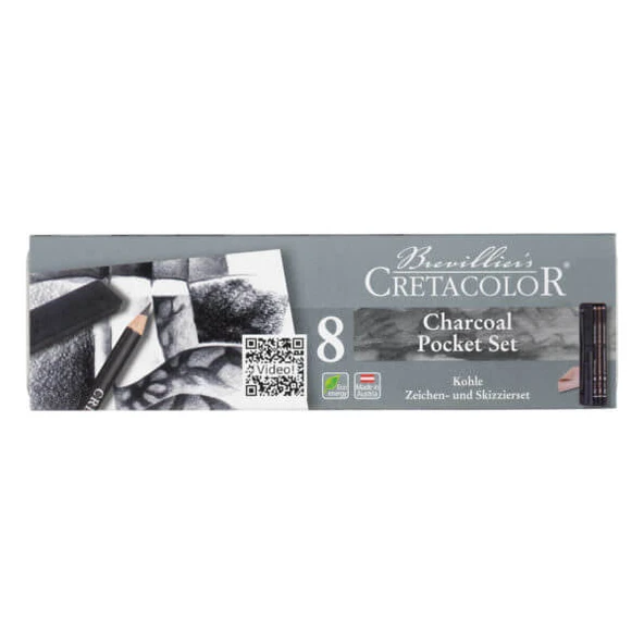 Cretacolor Charcoal Drawing Set Kömür Çizim Seti 8'li Metal Kutu / 46008 ürün görseli