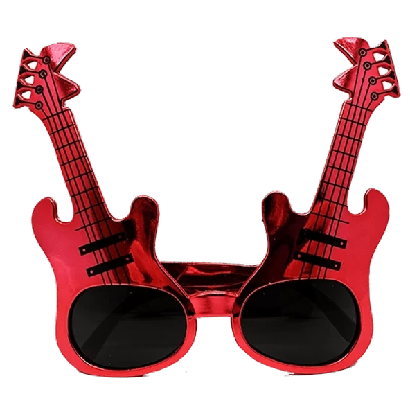 Kırmızı Renk Rockn Roll Gitar Şekilli Parti Gözlüğü 15x15 Cm
