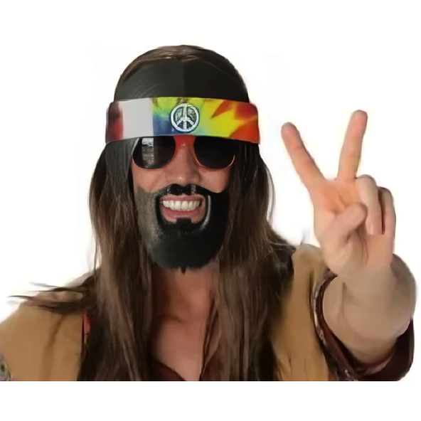 Siyah Saçlı Bandana Tasarımlı Hippi Parti Gözlüğü 26x18 Cm - 3