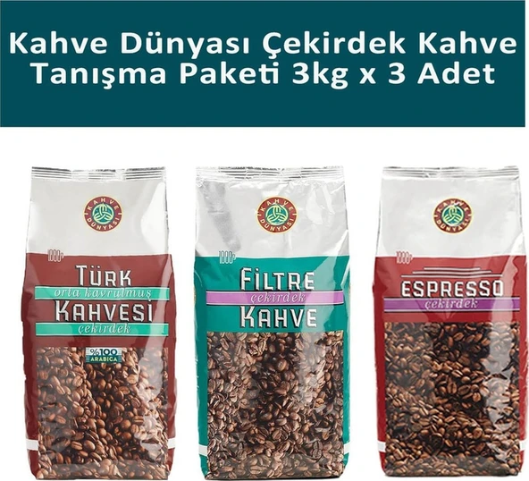 Kahve Dünyası Çekirdek Kahve Tanışma Paketi 3 kg x 3 Adet
