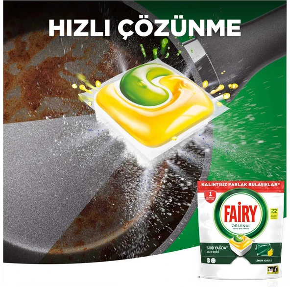 Fairy Hepsi Bir Arada Limon Bulaşık Makinesi Tableti 22'li 5 Adet - 9