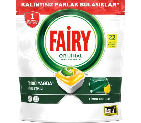 Fairy Hepsi Bir Arada Limon Bulaşık Makinesi Tableti 22'li 5 Adet