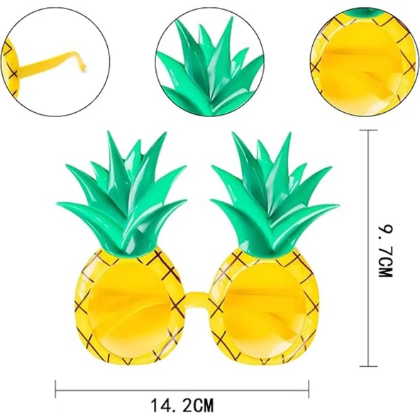 Tropikal Hawaii Ananas Şekilli Parti Gözlüğü 9.5 X 14 Cm - 5
