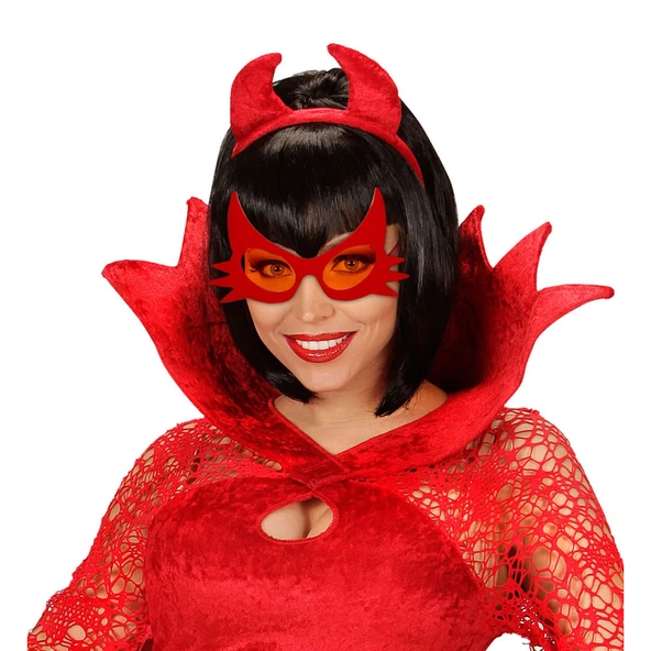 Kırmızı Renk Bıyık Tasarımlı Kedi Gözlüğü 19x11 Cm - 2