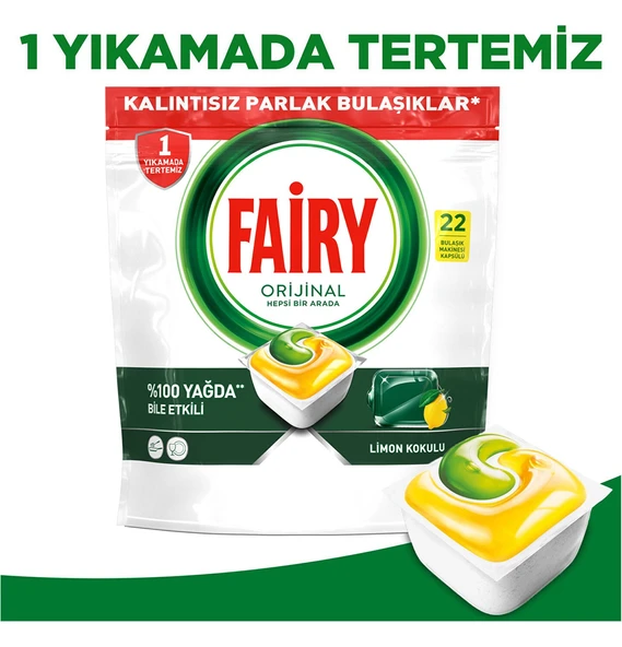Fairy Hepsi Bir Arada Limon Bulaşık Makinesi Tableti 22'li 5 Adet - 7