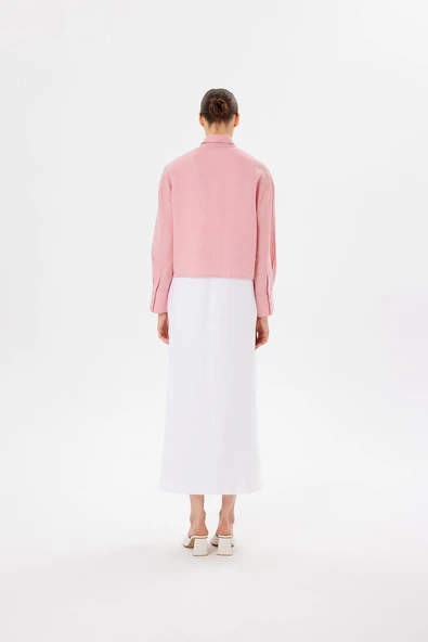 Kadın Keten Kısa Gömlek Terzi Dükkani - 3