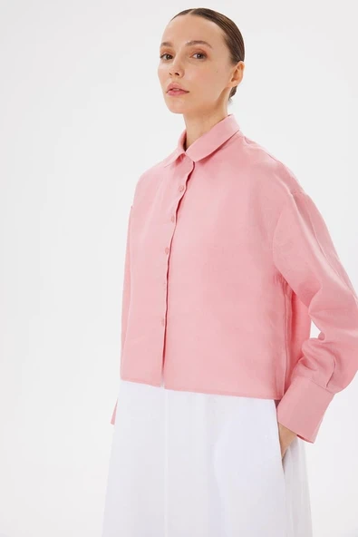 Kadın Keten Kısa Gömlek Terzi Dükkani - 2