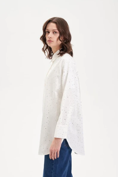 Laura Serpme Taşlı Koton Gömlek Terzi Dükkani - 7