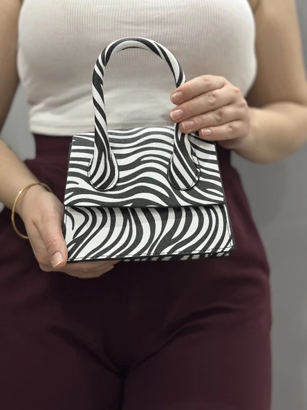 luxe siyahbeyaz cilt çanta - Resim 3