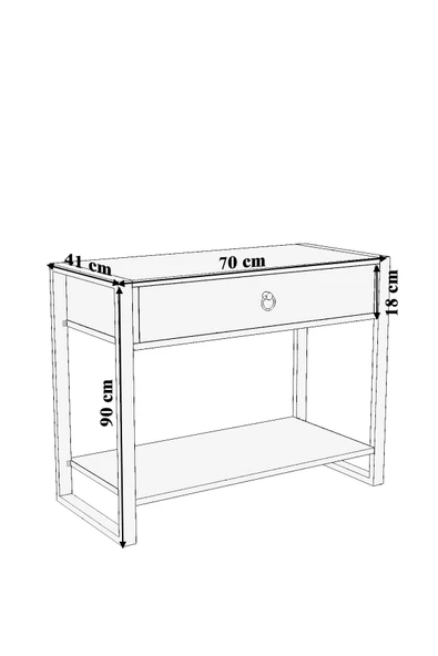 mokaparkavm Nergis Dekoratif Dresuar Metal Ayaklı Tek Çekmece Antre&hol Dreso - 4