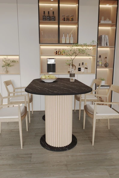 mokaparkavm Mega Antoryum Yemek Masası Mutfak Masası Ayak Dekoratif Şık Oval Kolay Kurulum - 4