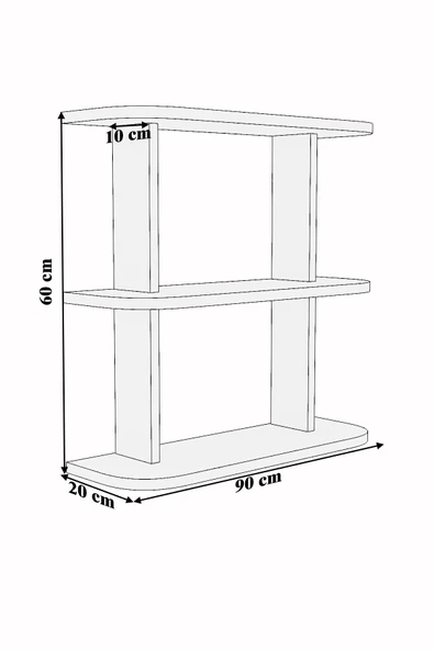 mokaparkavm Dekoratif Duvar Rafı2 Oval Çok Amaçlı 2 Katlı Raf Rafy2 - 3