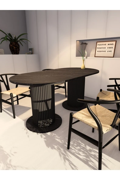 mokaparkavm YEMEK MASASI MUTFAK MASASI OVAL DEKORATİF ŞIK AYAKLI - 2