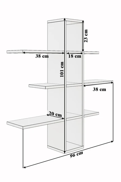 mokaparkavm Manolya Rafı Kitaplık Günlük Eşyaları Düzenleme Rafı - 4