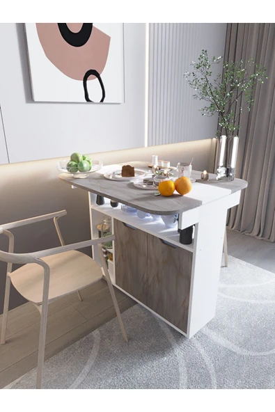 mokaparkavm Yemek Masası Dikdörtgen Açılır Kapanır Kullanışlı Şık Mutfak Masası - Resim 2