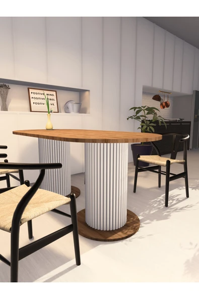 mokaparkavm YEMEK MASASI MUTFAK MASASI OVEL DEKORATİF AYAKLI