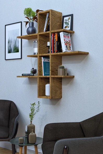 mokaparkavm Mokapark Duvar Rafı Kitaplık Günlük Eşyaları Düzenleme Rafı Manol