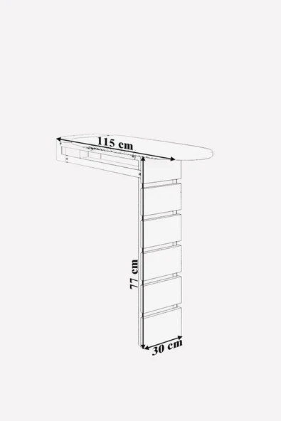 mokaparkavm Dolaplı Çok Amaçlı Katlanır Ütü Masası Aynalı Ütü Masası Dolabı - 6