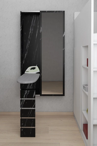 mokaparkavm Dolaplı Çok Amaçlı Katlanır Ütü Masası Aynalı Ütü Masası Dolabı - 2