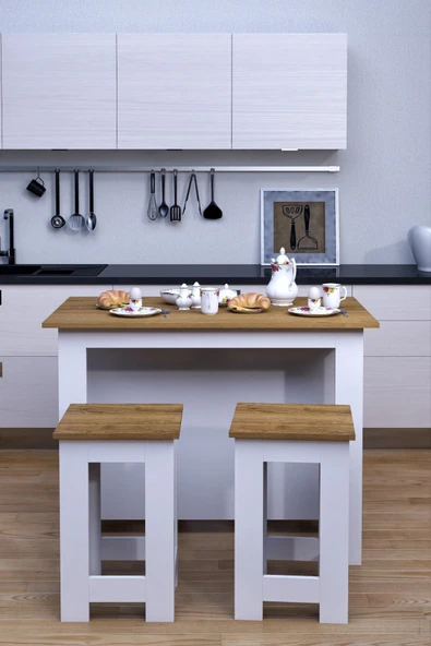 mokaparkavm Mokapark Mutfak Yemek Masası 4 Tabureli Çok Amaçlı Kullanımlı Ada1232