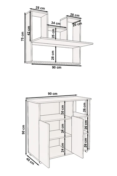 mokaparkavm Angel Çok Amaçlı Ikili Dolap Kapaklı Bölmeli Dolap - 3