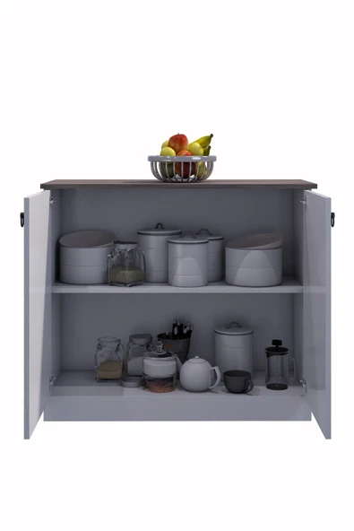 mokaparkavm Mutfak Masası Ada Şeklinde Bar Masa Ile Birlikte Beyaz Ahşap Ceviz Renk Azure 565656 - 3