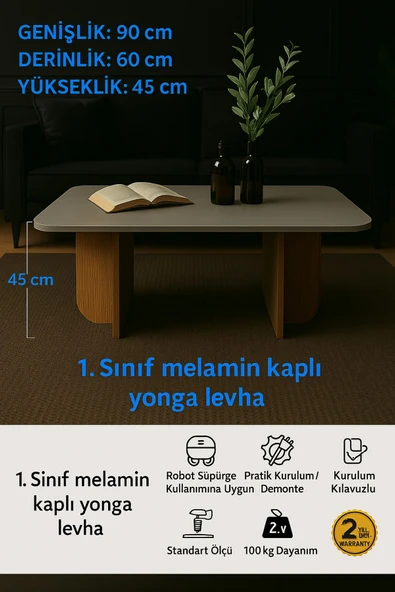 mokaparkavm Rustik modern orta sehpa dekoratif kolay kurulum estetik küçük salon sehpası - 2