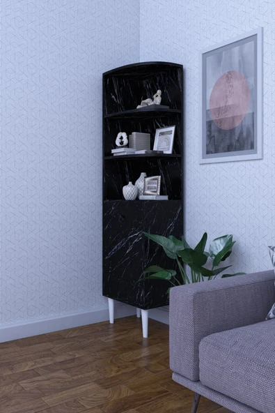 mokaparkavm Dekoratif Köşe Rafı, Çok Amaçlı Raf, Salon Rafı Lukas