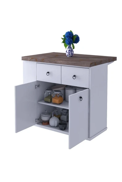 mokaparkavm Mutfak Dolabı Adası Yemek Masası Gıda Dolabı Çok Amaçlı Dolap - 3