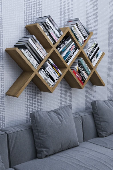 mokaparkavm Karanfil Kitaplık Bölmeli Raflı Dekoratif Kitaplık - 2