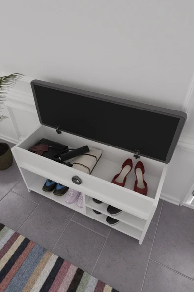 mokaparkavm Çilek çok amaçlı döşemeli kapaklı ayakkabılık giriş hol - 3