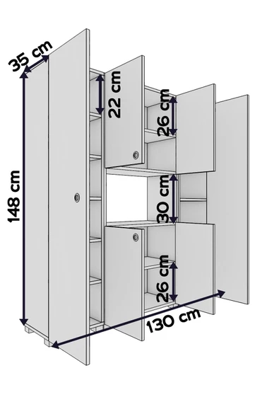 mokaparkavm Stil Mutfak Dolabı Çok Amaçlı Dolap - 4