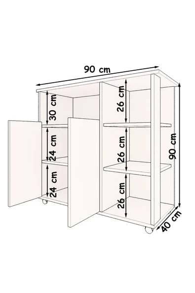mokaparkavm 2 Kapaklı Çok Amaçlı Şık Mikro Dalga Fırın Dolabı - 5