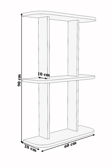 mokaparkavm Dekoratif Duvar Rafı Çok Amaçlı 2 Katlı Raf Rafy - 3