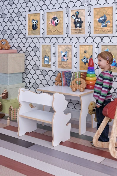 mokaparkavm Mokapark Çocuk Aktivite Masası Sandalyesi Çocuk Oyun Masa Takımı Childiren1223 - 2