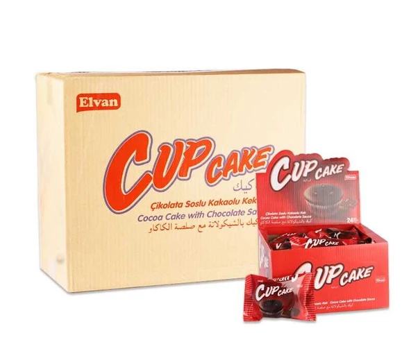 Elvan Çikolata Soslu Kakaolu Kek (Cup Cake) 20 Gram 24’lü (6 Paket)