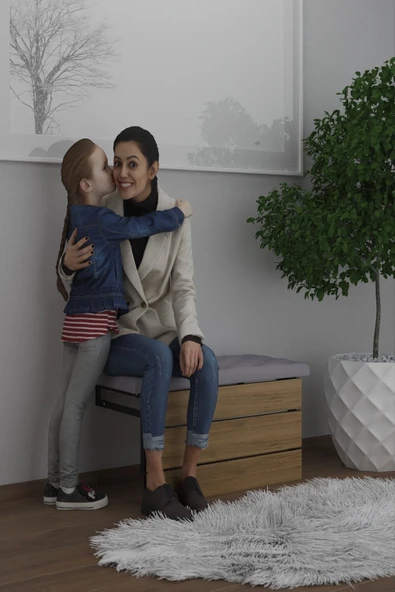 mokaparkavm Duvara Monte Katlanabilir Minderli Puf Tabure Çok Amaçlı Tabure Miya - 4