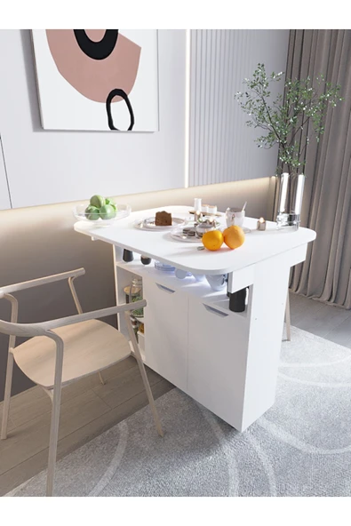 mokaparkavm Kelebek Yemek Masası Mutfak Masası Katlanır Pratik Tekerlekli Oval