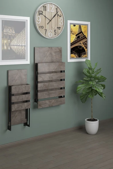 mokaparkavm Begonya Duvara Monte Katlanabilir Tek Tabureli Pratikmutfak Masası Yemek Ması Balkon Masası - Resim 4