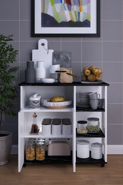 mokaparkavm 2 Kapaklı Çok Amaçlı Şık Mikro Dalga Fırın Dolabı - 3