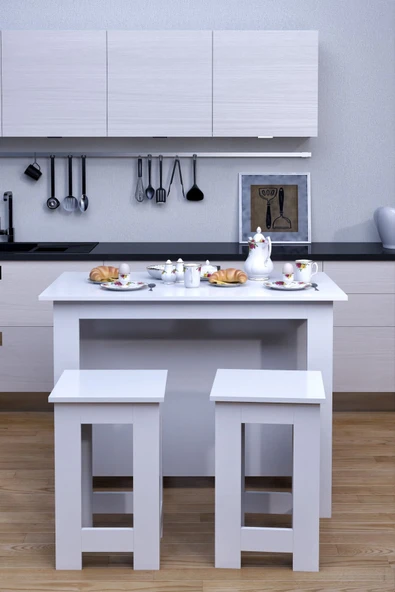 mokaparkavm Mokapark Mutfak Yemek Masası 4 Tabureli Çok Amaçlı Kullanımlı Ada1232 ürün görseli 1