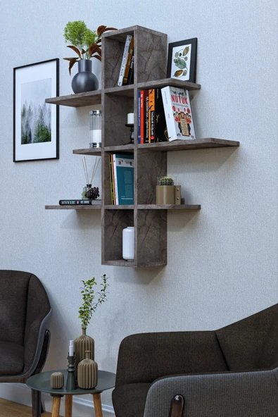 mokaparkavm Mokapark Duvar Rafı Kitaplık Günlük Eşyaları Düzenleme Rafı Manol