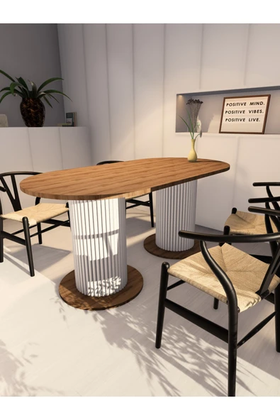 mokaparkavm YEMEK MASASI MUTFAK MASASI OVEL DEKORATİF AYAKLI - 2